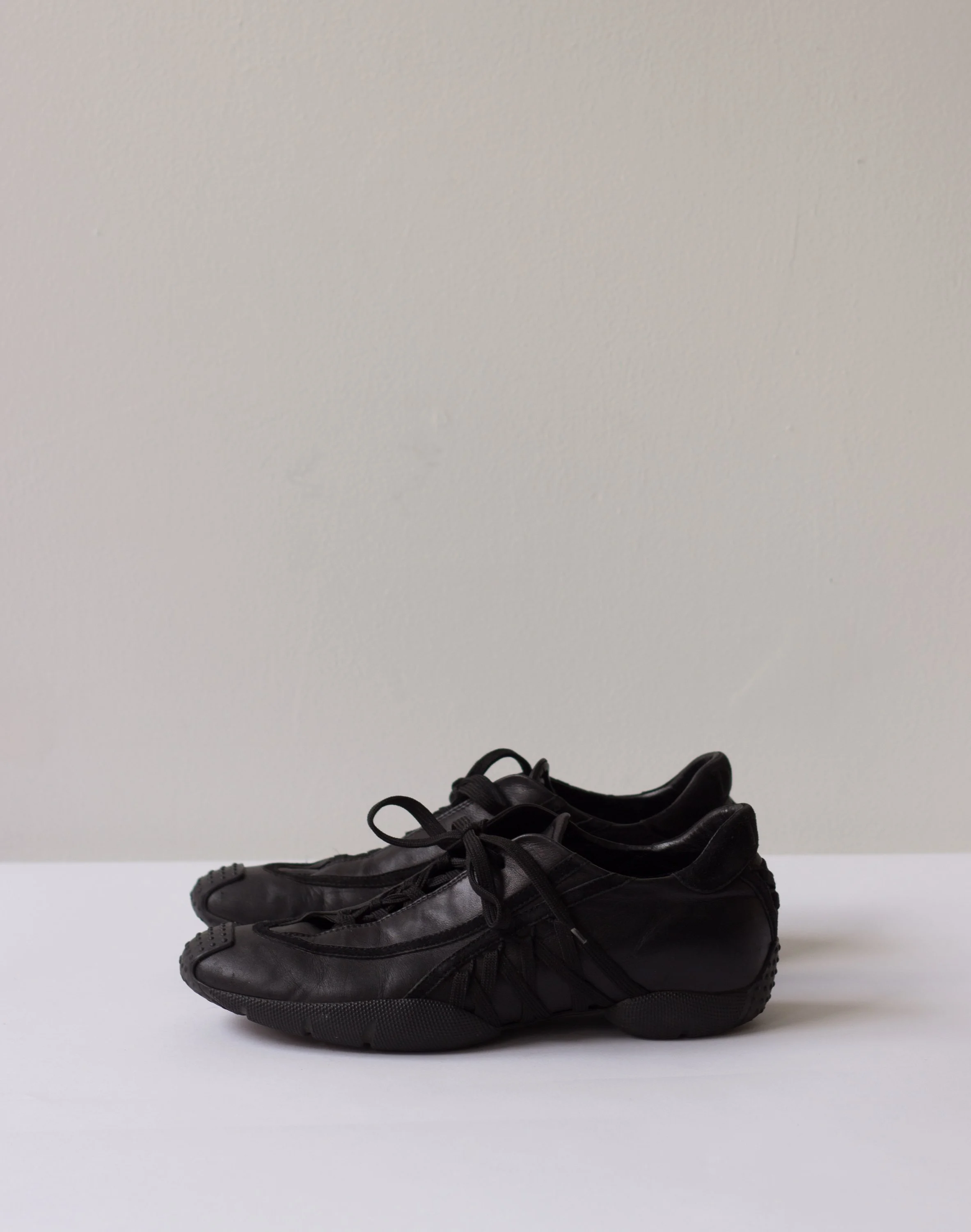 Y2K Christian Dior Black Leather Dance-Inspired Sneakers — Wayward